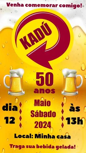 Convite de Aniversário Cerveja Skol para Editar Online