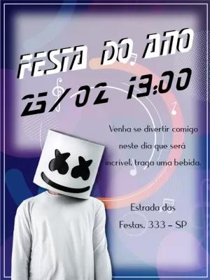 Convite de Aniversário Tema DJ para Editar e Enviar Online