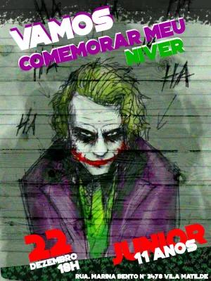 Convite de Aniversário Coringa para Editar e Imprimir