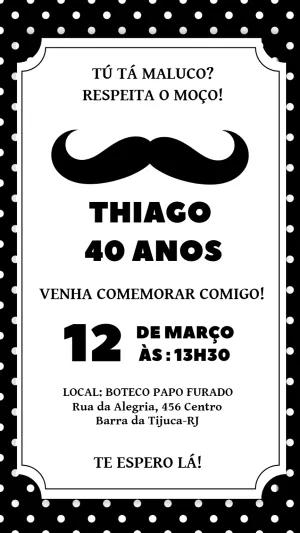 Convite de Aniversário Bigode Mustache para Editar Online