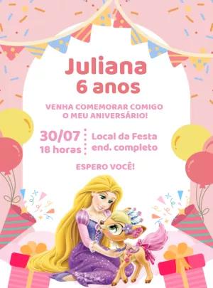Convite de Aniversário Rapunzel Enrolados para Editar Online