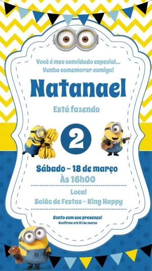 Convite de Aniversário Minions com Personagens para Editar
