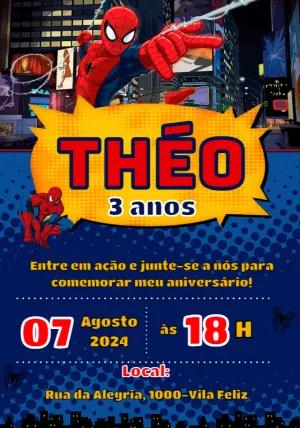Convite de Aniversário Homem Aranha para Editar Online