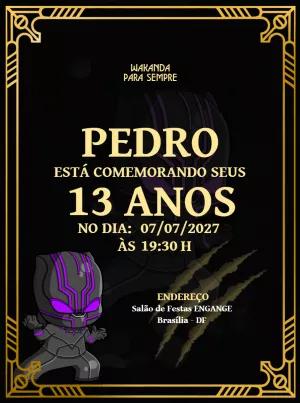Convite de Aniversário Pantera Negra Editável Online