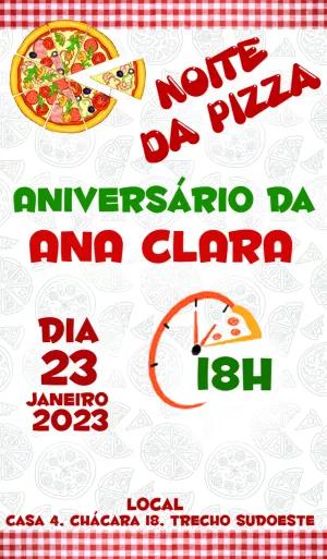 Convite de Aniversário Noite da Pizza para Editar Online