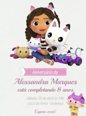 Convite Aniversário Casa Mágica da Gabby para Editar Online