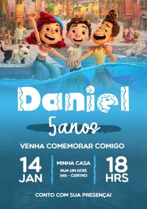 Convite de Aniversário Luca Disney para Editar Online