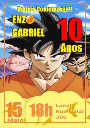 Convite Aniversário Dragon Ball Z com Goku para Editar Online