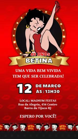 Convite de Aniversário Betty Boop para Editar Online