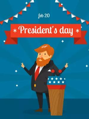 President's Day Post with Illustration to Edit Online