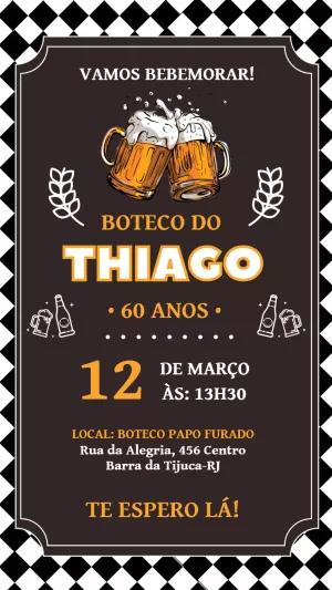 Convite de Aniversário Tema Boteco para Editar Online