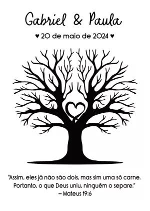 Quadro Árvore de Digitais Casamento para Editar Online