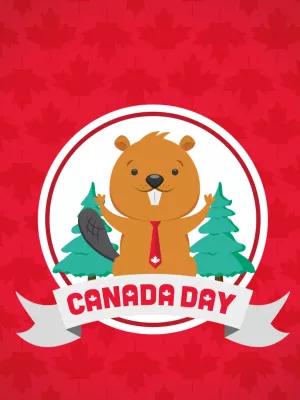Editable Canada Day Celebration Post with Cute Beaver
