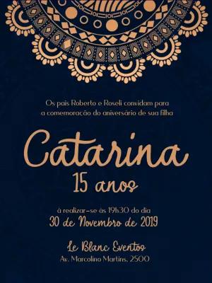 Convite 15 anos Hippie Chic com Mandala para Editar Online