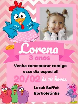 Convite Aniversário Galinha Pintadinha com Foto para Editar
