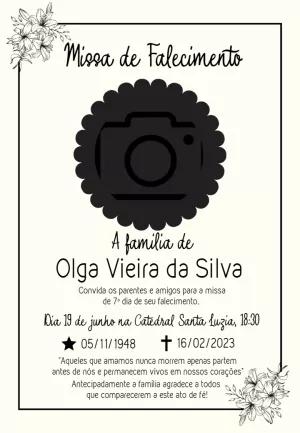 Convite Missa de Falecimento com Foto para Editar Online