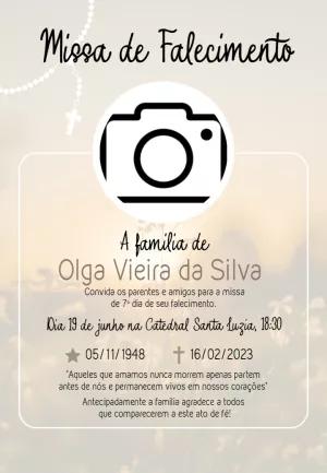 Convite Missa de Falecimento com Foto Editável Online