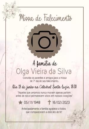 Convite de Missa de Falecimento com Foto para Editar Online