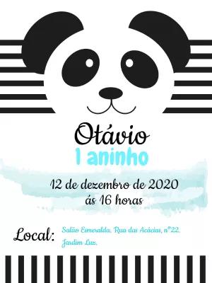 Convite de Aniversário Panda Fofo para Editar Online