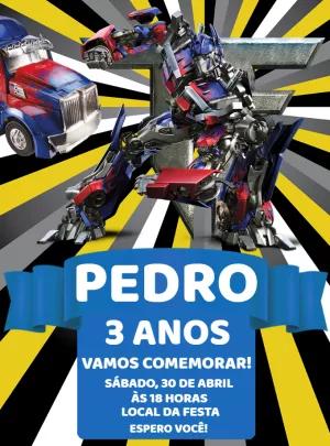 Convite de Aniversário Transformers para Editar Online