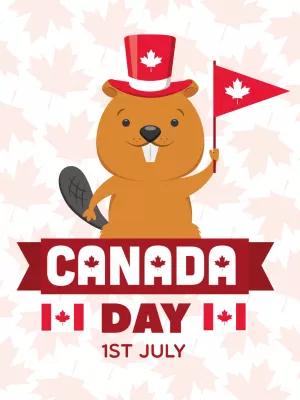 Editable Canada Day Post with Beaver Character for You to Edit