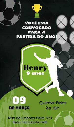 Convite de Aniversário Futebol para Editar Online