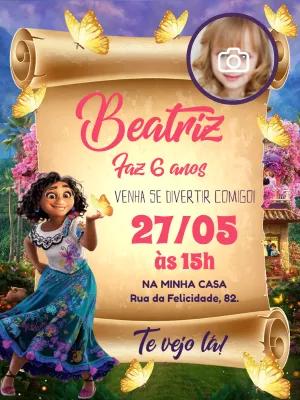 Convite de Aniversário Encanto com Foto para Editar Online