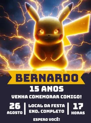 Convite Aniversário Pikachu Pokémon para Editar Online