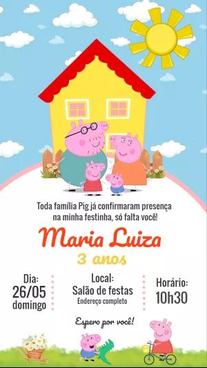 Convite de Aniversário Pepa Pig para Editar Online