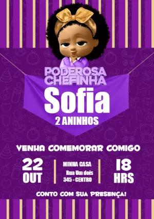 Convite Aniversário Poderosa Chefinha Morena para Editar Online