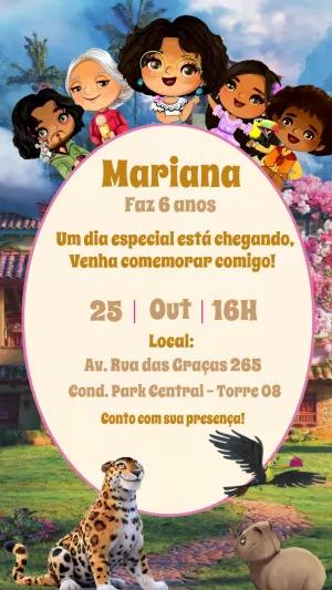 Convite de Aniversário Encanto Família Madrigal Chibi para Editar