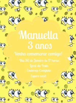 Convite de Aniversário Bob Esponja para Editar Online