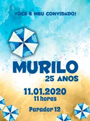 Convite de Aniversário Praia Editável para Enviar Online