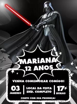 Convite Aniversário Darth Vader Star Wars para Editar Online