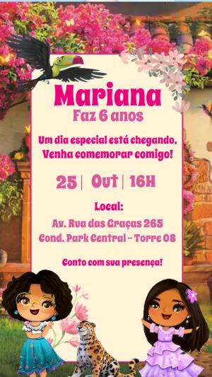 Convite de Aniversário Encanto com Personagens para Editar Online