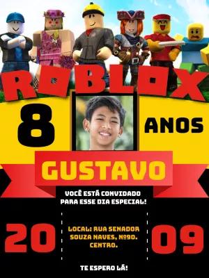 Convite de Aniversário Roblox com Foto para Editar Online