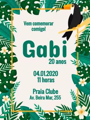 Convite Aniversário Tucano Tropical para Editar Online