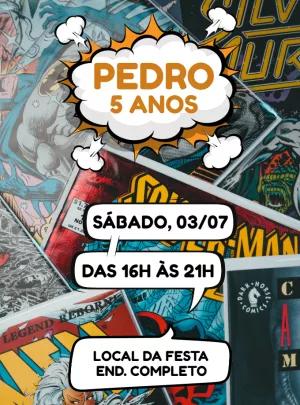 Convite Aniversário Super Heróis Quadrinhos para Editar