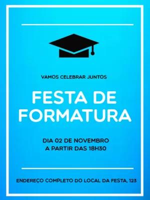 Convite de Formatura Moderno Azul para Editar Online