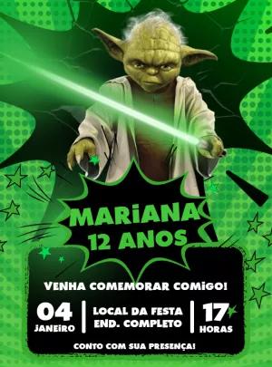 Convite Aniversário Yoda Star Wars para Editar Online