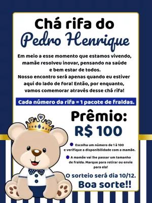Convite Chá Rifa Ursinho Príncipe para Editar Online