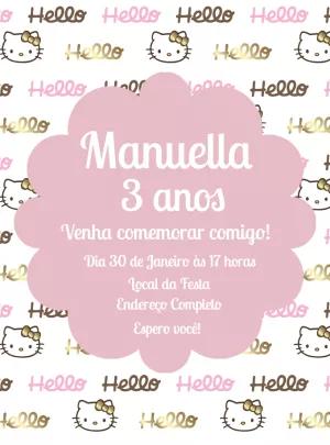 Convite de Aniversário Hello Kitty para Editar Online