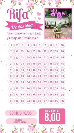 Rifa Dia das Mães Floral com Orquídeas para Editar Online