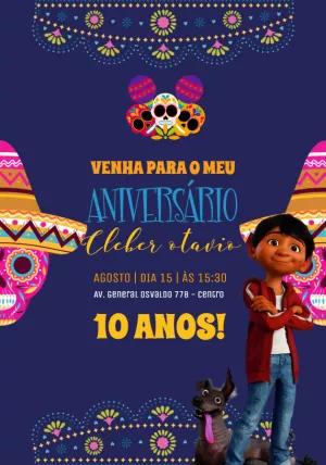 Convite de Aniversário Coco com Personagens para Editar Online