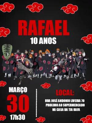 Convite de Aniversário Akatsuki Naruto para Editar Online