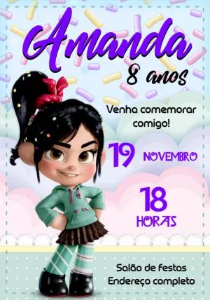 Convite de Aniversário Vanellope para Editar Online