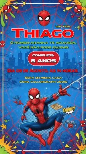 Convite de Aniversário Homem-Aranha Editável para Menino