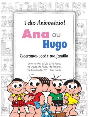 Convite de Aniversário Turma da Mônica para Editar Online