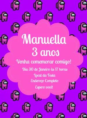Convite de Aniversário Among Us Rosa para Editar Online