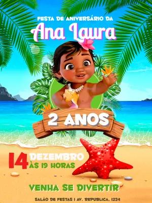 Convite de Aniversário Moana Baby para Editar Online